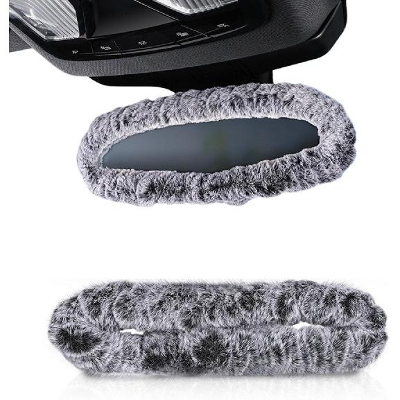 

Car Inside Rearview Mirror Cover,Plush Elastic Auto Rear View Mirror Protector,Car Interior Decor Accessories Suitable for Ladies and Girls (Grey) серый