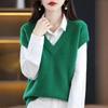 Autumn Winter Knitted Vest Women V Neck Shirt Loose Versatile Sleeveless Knitted Sweater Pullover