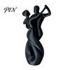 Streamlined Body Shape Sculpture 3D Printing Art Ornament, Matte Black Dancing Couple Model, Abstract Tango Scratch-resistant Figurine Dance
