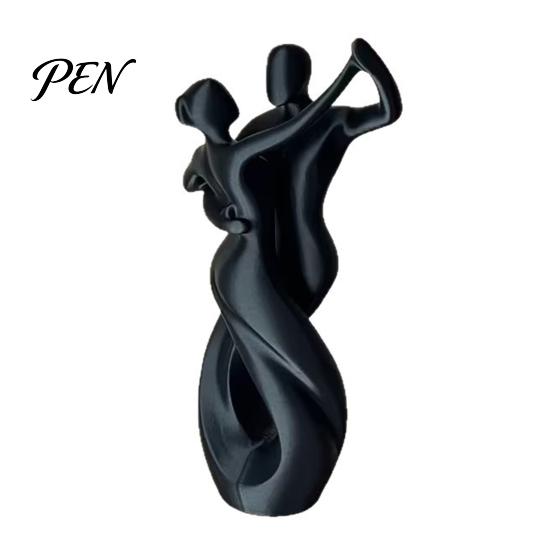 Streamlined Body Shape Sculpture 3D Printing Art Ornament, Matte Black Dancing Couple Model, Abstract Tango Scratch-resistant Figurine Dance