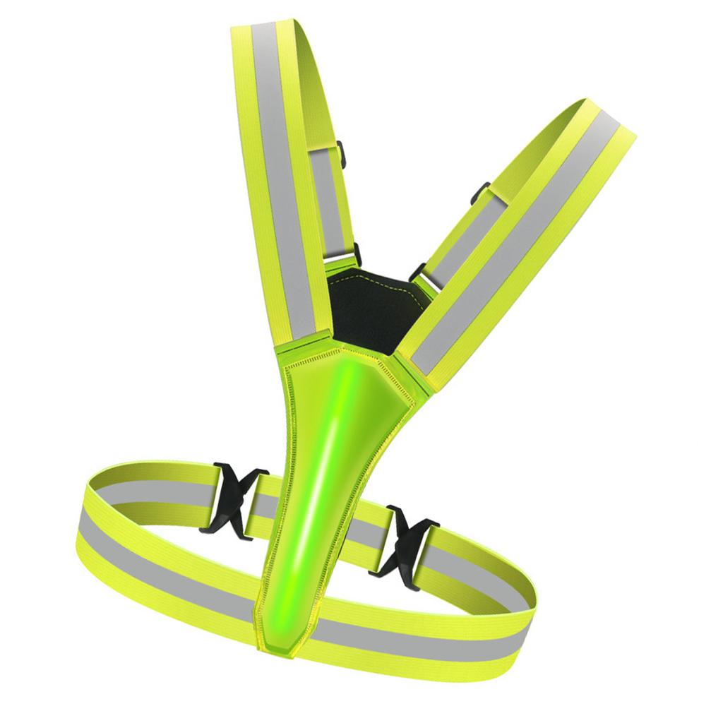 Led Reflective Running Vest Light with Strap High Visibility Up to 300m Elastic Fabric for Adults Kids