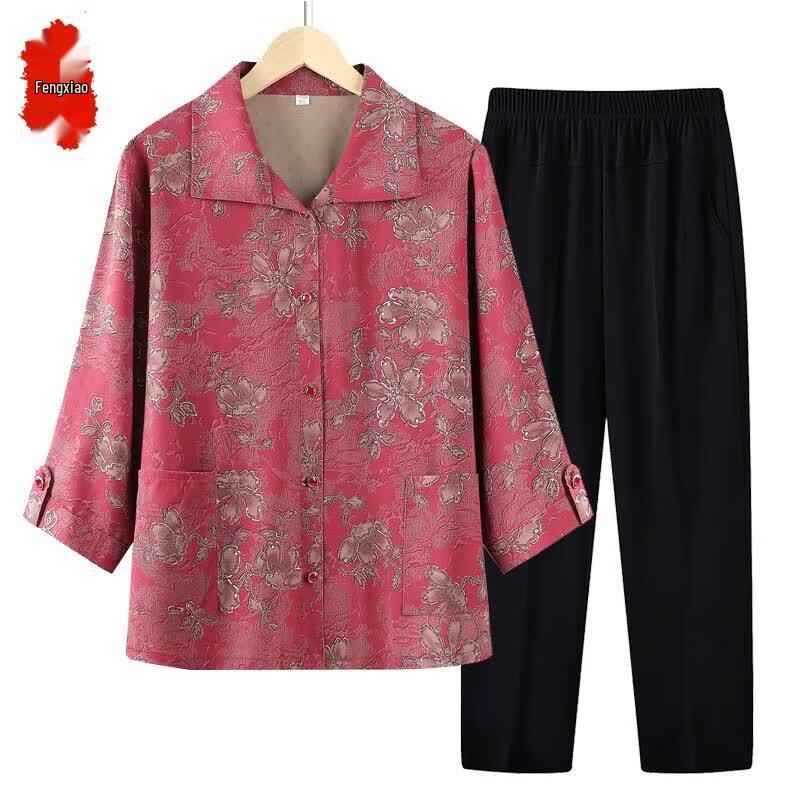 Women s Plus Size Spring/Summer Floral Shirt & Cardigan Set