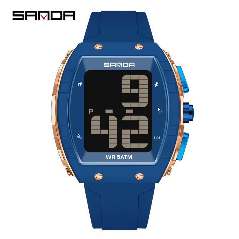 SANDA Multifunctional Barrel-Shaped Waterproof Student Wristwatch