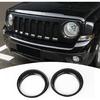 JeCar Front Headlight Bezels Cover Trim for Jeep Patriot 2011-2016 (Black)