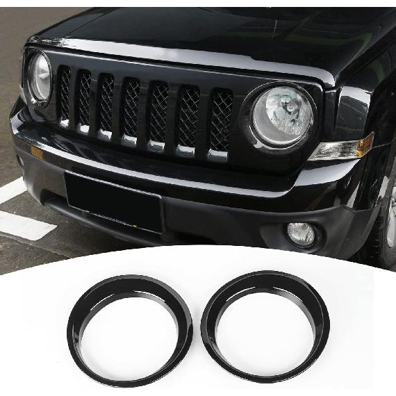 JeCar Front Headlight Bezels Cover Trim for Jeep Patriot 2011-2016 (Black) чёрный
