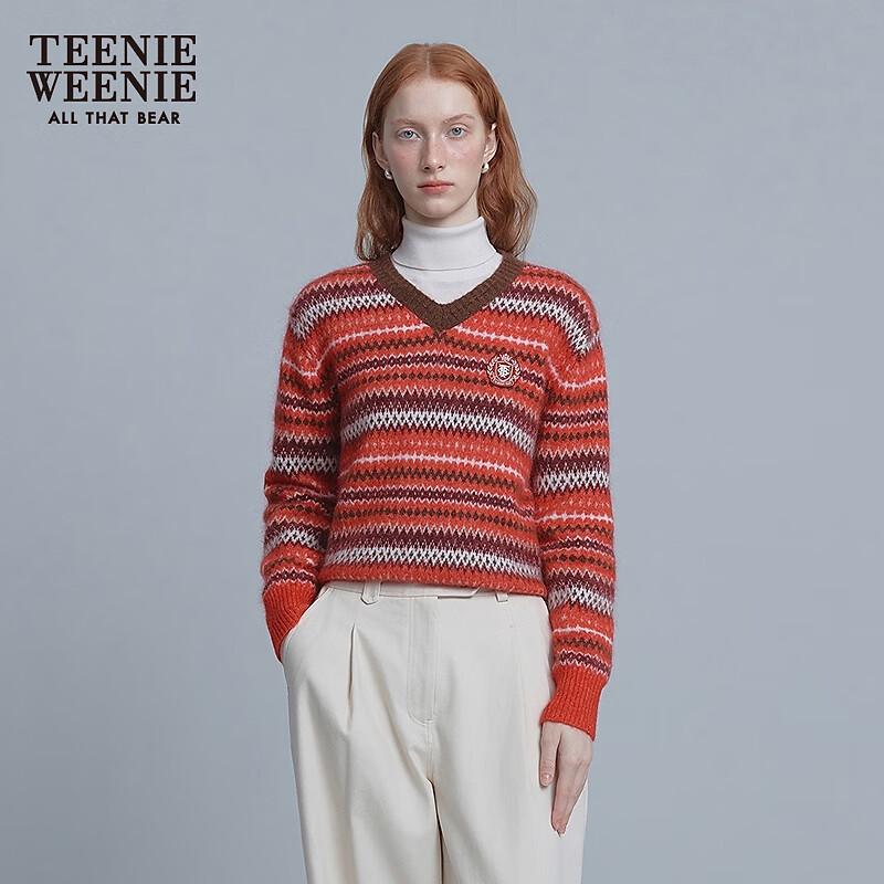 Teenie Weenie Women's Striped V-Neck Sweater
