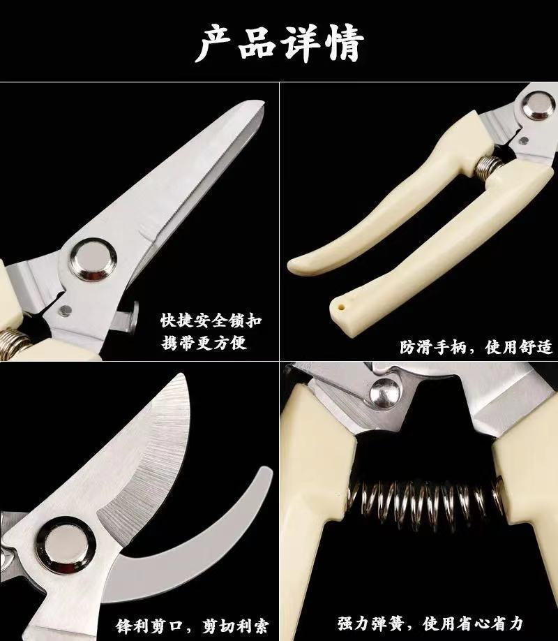 Cross-border Strong Stainless Steel Pruning Shears Multifunctional Gardening Scissors Orchard Picking Scissors Garden Branch Sci