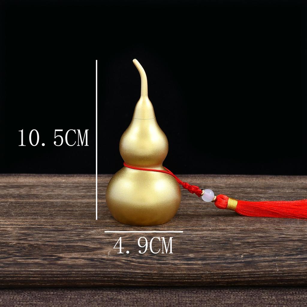 Antique Brass Gourd Hanging Ornament: Chinese Hollow Pendant In Copper Sand Gold Finish