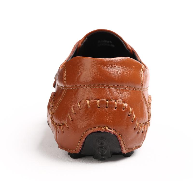 Fashion Genuine Leather Round Toe Fashion Men Casual Shoes Spring and Autumn Solid Breathable Male Flat Sneakers Waterproof Shoes