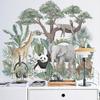Animals Plants Wall Stickers,Cartoon Elephant Giraffe Plant Wallpaper Decor for Kids Bedroom Decor