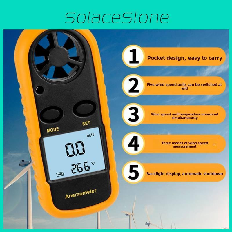 Digital Anemometer Wind Speed Meter With Backlit Display For Weather Monitoring