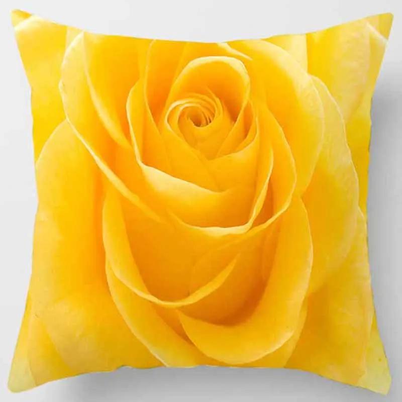 45x45cm Rose Series Pillowcase Yellow Pink Flowers  Sofa Office Seat Cushion Cover Room Aesthetic Home Decoration