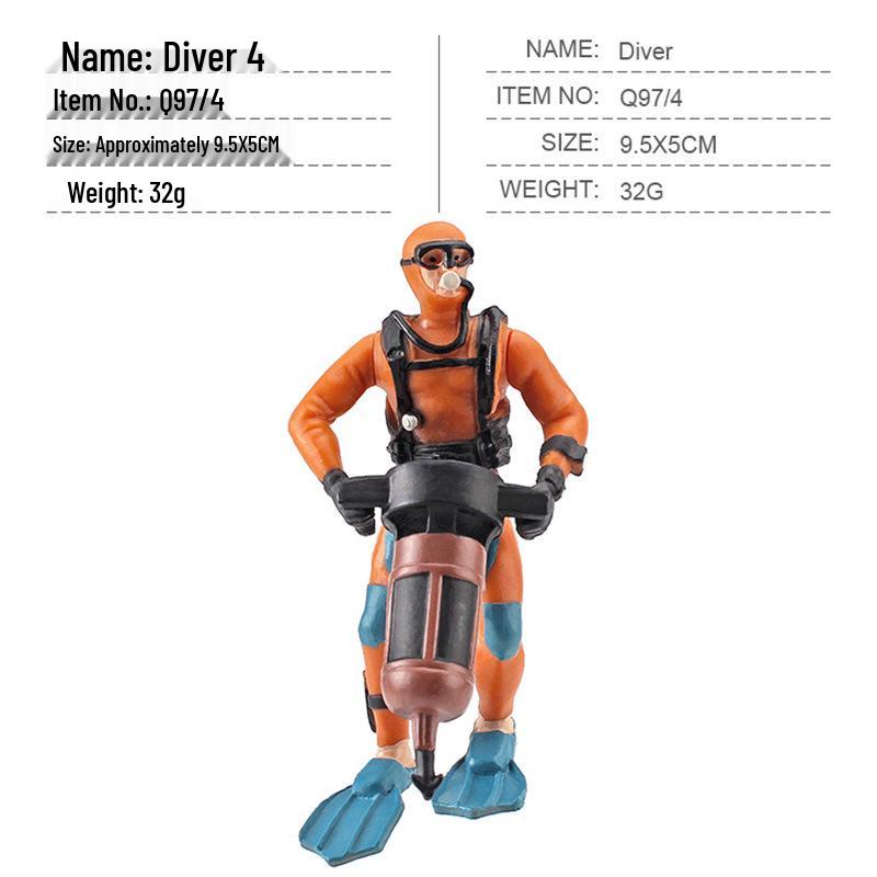 Realistic Hand-Painted Plastic Diver Figurine - Underwater Explorer Ornament Toy