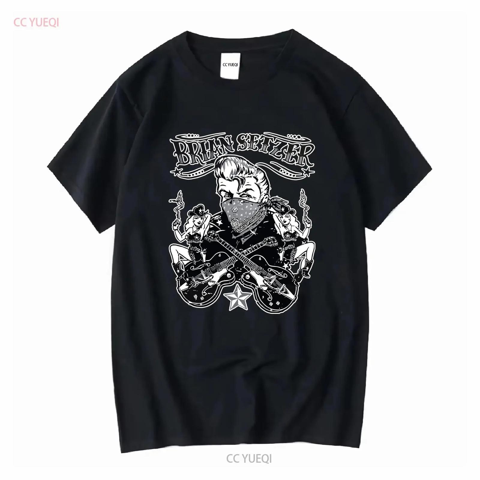 Футболка Brian Setzer Stray Cats Rock Мужская Средний размер Концертная с длинными или короткими рукавами винтажная Выстиранная Топ для повседневной носки Повседневная S