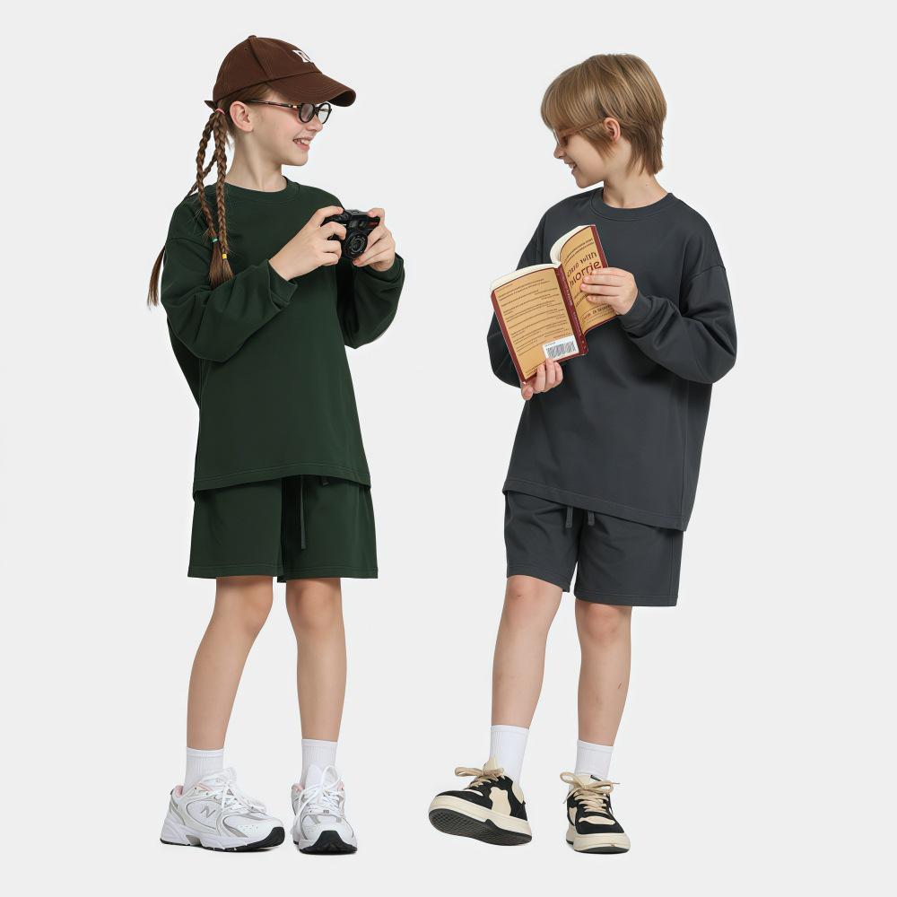 LVLV Kids Earth Tone Pure Cotton Heavyweight Long Sleeve T-shirt, Autumn/Winter 2025 Collection