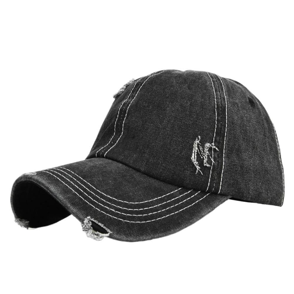 Baseball Retro Cap Denim Distressed Washed Old Solid Color Duckbill Hat Hat Sun