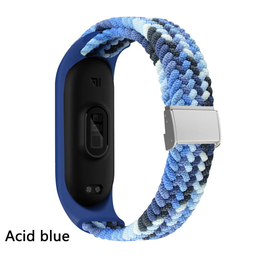 Nylon Braided Strap For Mi Band 7 6 5 Stainless Steel Buckle Elastic Adjustable Bracelet Band for Xiaomi Miband 4 3 5 6