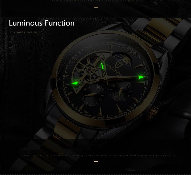 Duke of Lorraine Skeleton Mechanical Watch: Multi-Function, Luminous, Waterproof, Casual Business Steel Band