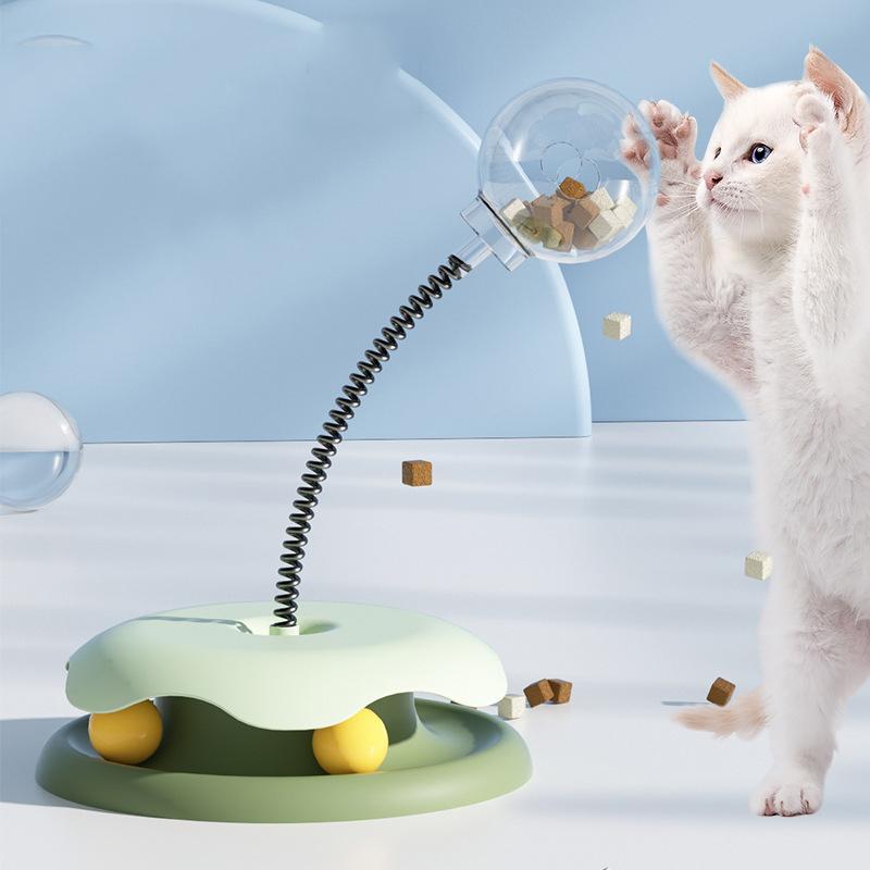 Pet Toys 1PC Cat Carousel Spring Leakage Ball Cat Play Tray Tease Cat Self-High Pet Supplies Household Cat Toy