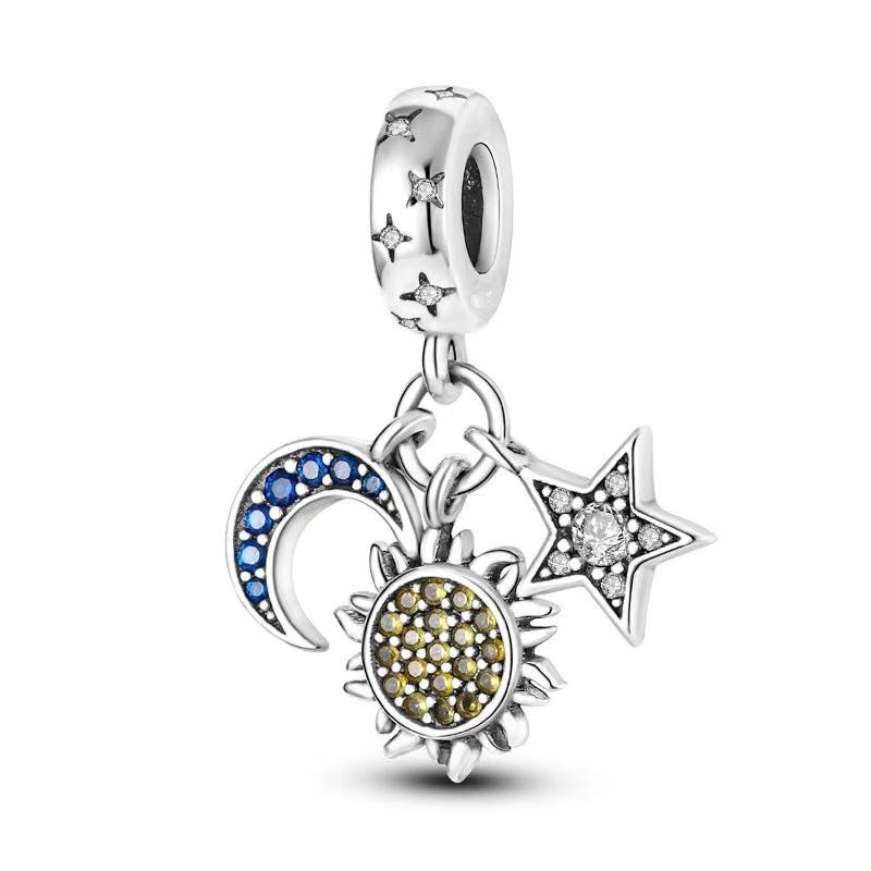 Fine Blue Starry Sky Series Astronaut Star & Crescent Moon Mysterious Alien Sun Fit Original Bracelet Diy Jewelry Gifts