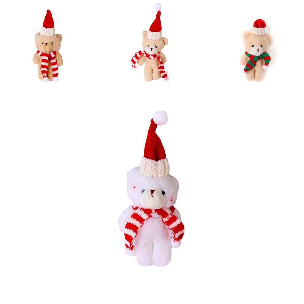 Cute Christmas Blush Scarf Teddy Bear Plush Doll Keychain Pendant Toy 20cm Height