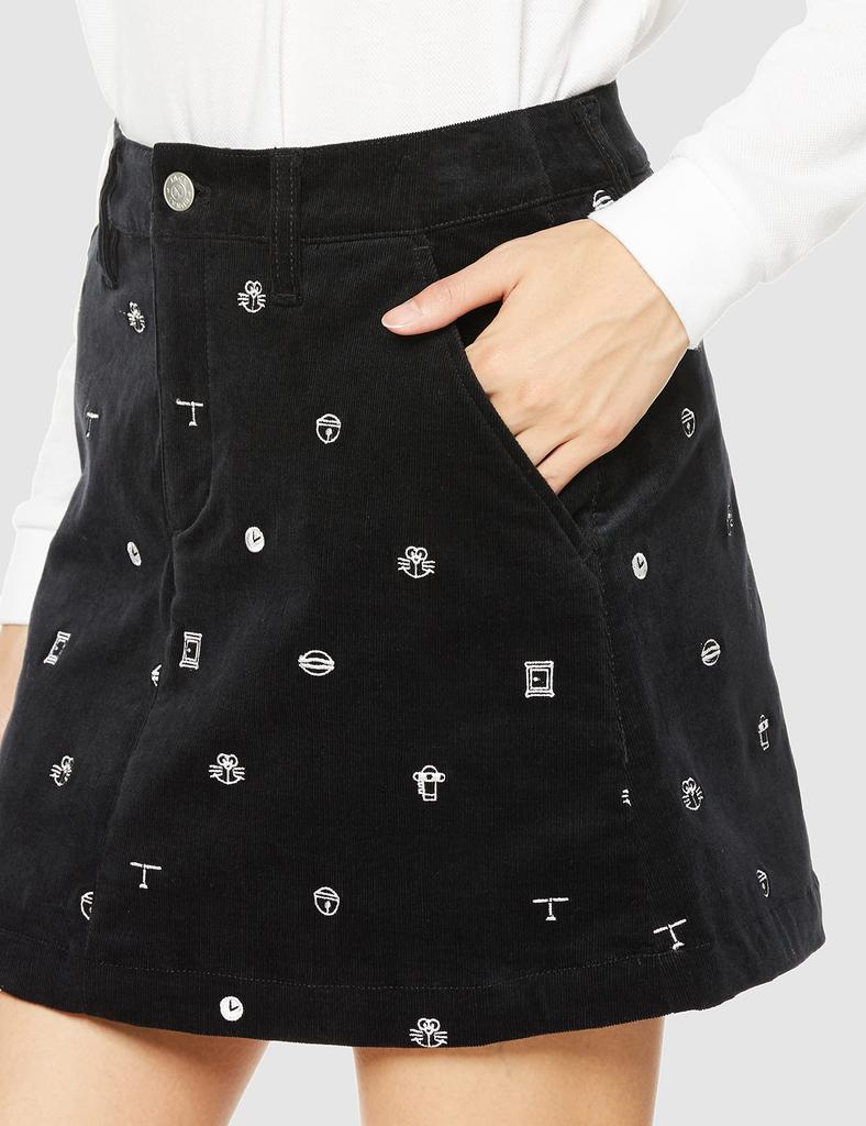 Jack Bunny Doraemon Collaboration Size 1 Black Women's Skirt, C/PU Corduroy, [M], (Product Code 263-2234050 010)