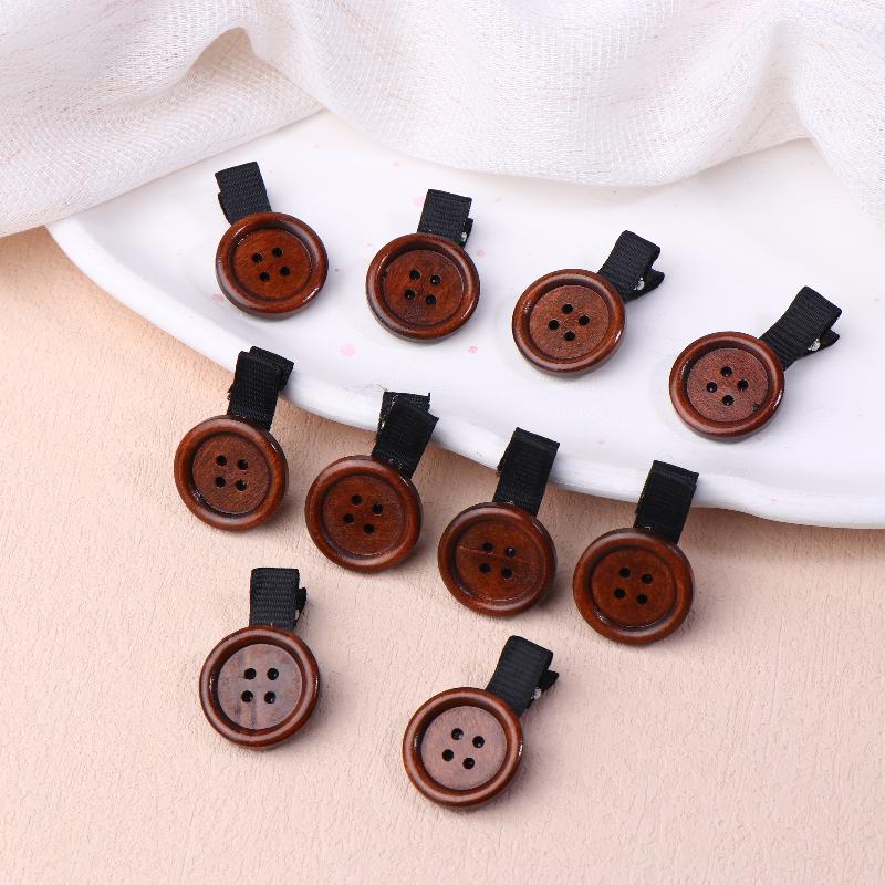 2/5/10 Stück Lustige Süße Knopf Haarspange Spaß Holztextur Süße Seitenspange Haarnadel Kinder Haarschmuck Kindergeschenk