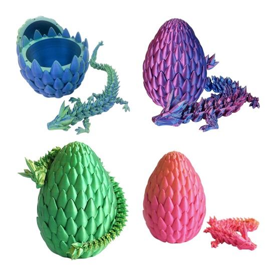 3D Printed Dragon Egg Toy Movable Joints Articulated Dragon Figurine Model Toy Desktop Decoration Kids Adults Collection Gifts