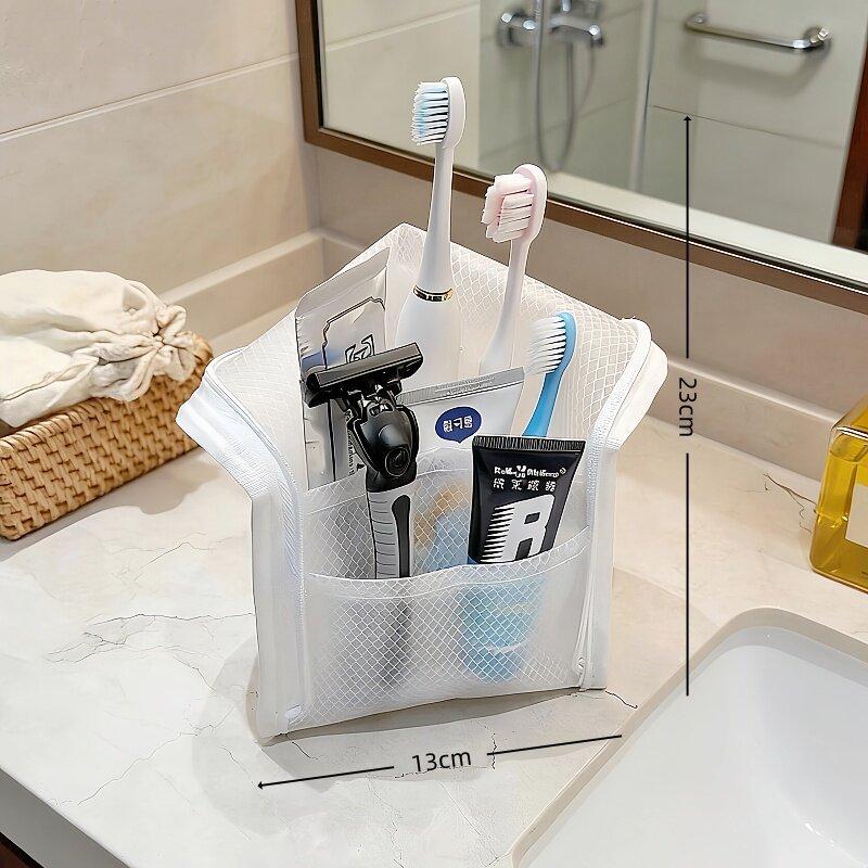 Large Capacity Pvc Cosmetic Bag Waterproof Space Saving Toothbrush Toiletry Pouch Stand Up Zipper Closure Portable Beauty Case