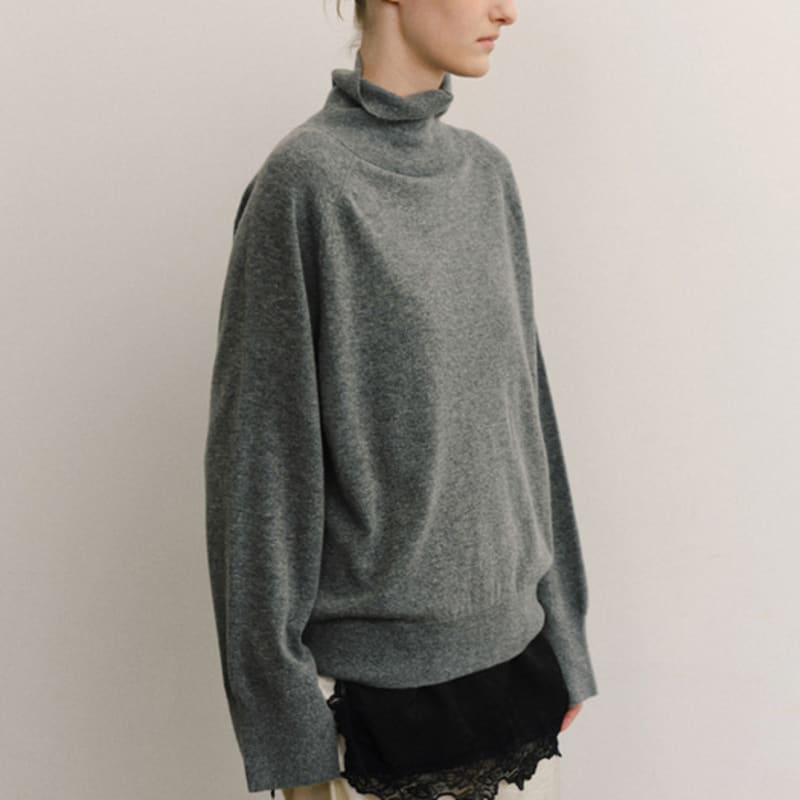 ovbeige SOFT CASH WOOL KNIT SHAWL_MELANGE GREY