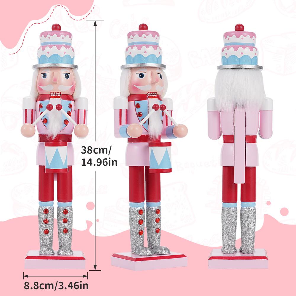 38CM Christmas Nutcracker Macaron-themed Soldiers Handcrafted Nutcracker Soldier Christmas New Year Festival Decoration Gift