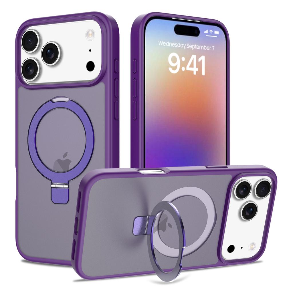 360 Rotating Kickstand Skin Feel Magnetic Phone Case for iPhone 17 Pro Max 16 Plus 15 14 13 12 for Magsafe Shockproof Slim Cover