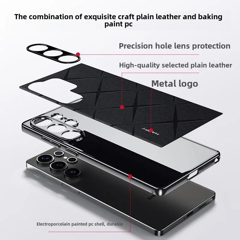 PU Kůže Galvanizovaný Nárazník Luxusní Vintage Pouzdro na Telefon Pro Samsung Galaxy S25 Ultra S24+ Plus Nárazuvzdorný Ochranný Kryt