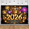 Sfondo Scintillante 2026 Felice Anno Nuovo Forniture Nastro Fuochi d'Artificio Palloncino Sfondo Decorazioni Festa di Capodanno Oggetti di Scena per Servizio Fotografico