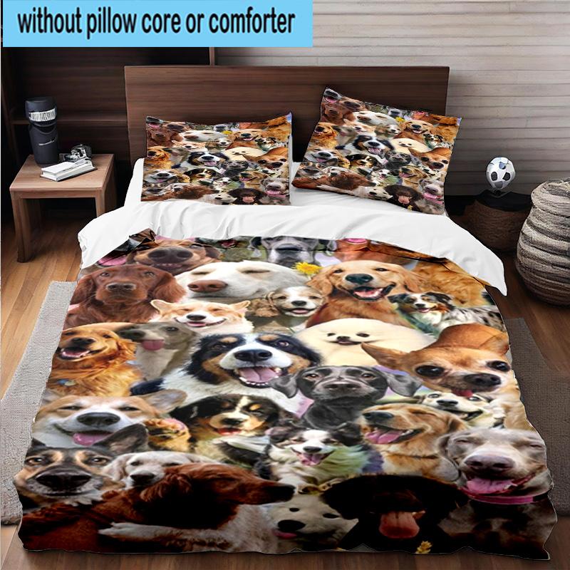 Diverse Dog Breeds Collage 3pcs Bedding,Including 1pc Duvet Cover And 2pcs Pillowcases Perfect for Christmas,Ideal for Bedroom, Dormitory