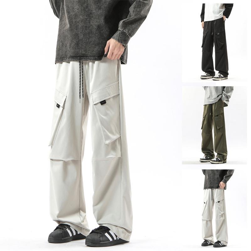 Spring and Autumn New Casual Pants Overalls Men's Versatile Wide-leg Loose and Loose Multi-pocket Trousers