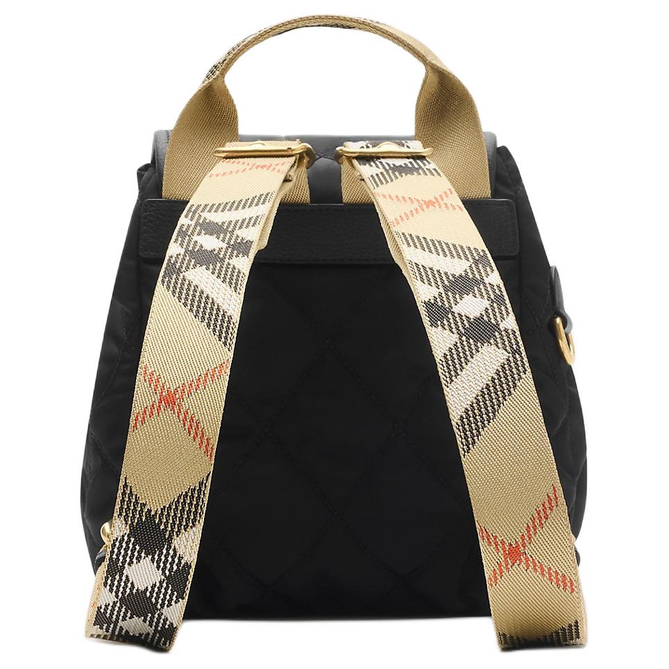 Burberry Horseshoe Knight Seal Decorated Leather Trim Nylon Mini Backpack Women backpack Black 81187481