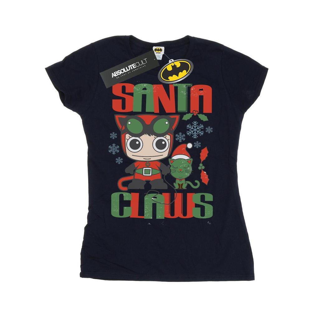 DC Comics Womens/Ladies Chibi Catwoman Santa Claws Cotton T-Shirt