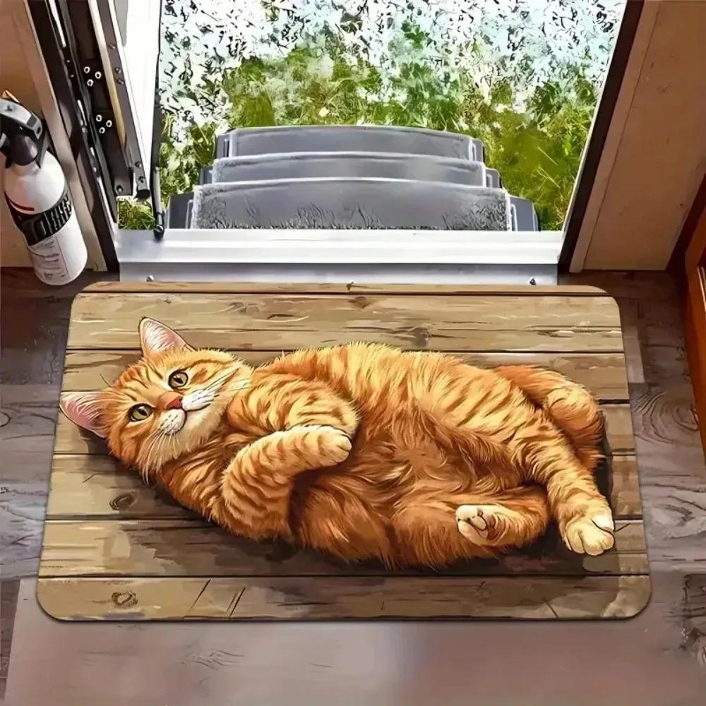 Kitten 3D Optical Illusion Doormat Flat Non-slip and Easy To Clean Perfect for For Placing In Front of The Bathroom  Home Mat