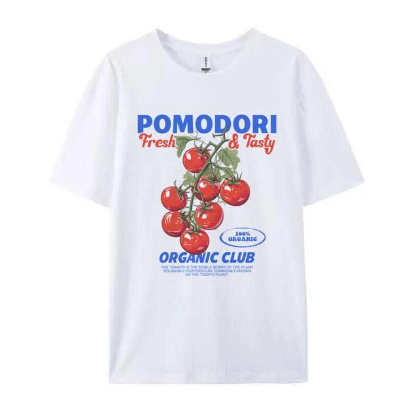 Italian Tomato Pomodoro Graphic Tees Loose Short Sleeve Foodie Women T Shirt Retro Aesthetic Tshirts Fashion Garden Female Tops
