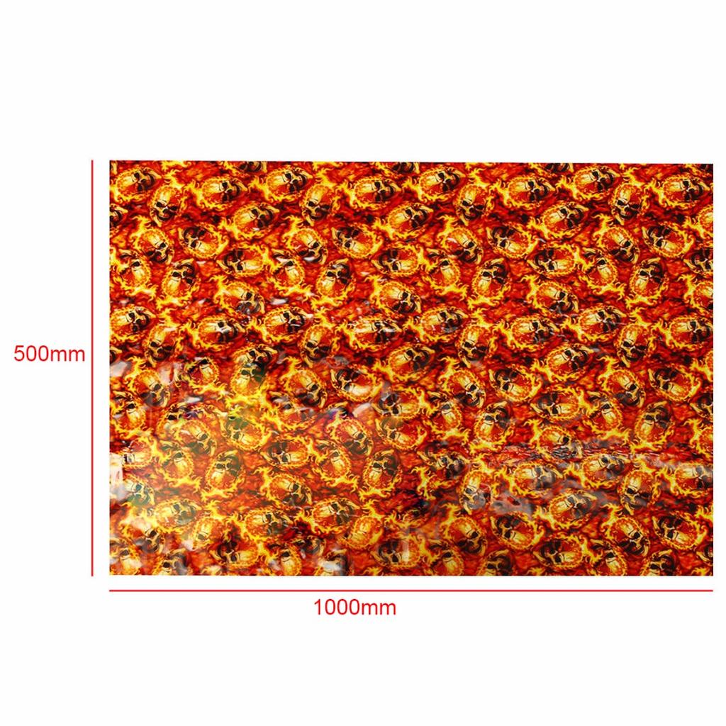 Ny 0,5*1m Red Fire Skulls PVA Hydrographic Water Transfer Film Printing Hydro