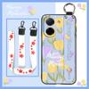 Anti-knock Flower Phone Case For Redmi A5 4G/Xiaomi Poco C71 4G Anti-dust Wrist Strap Kickstand Wristband Back Cover