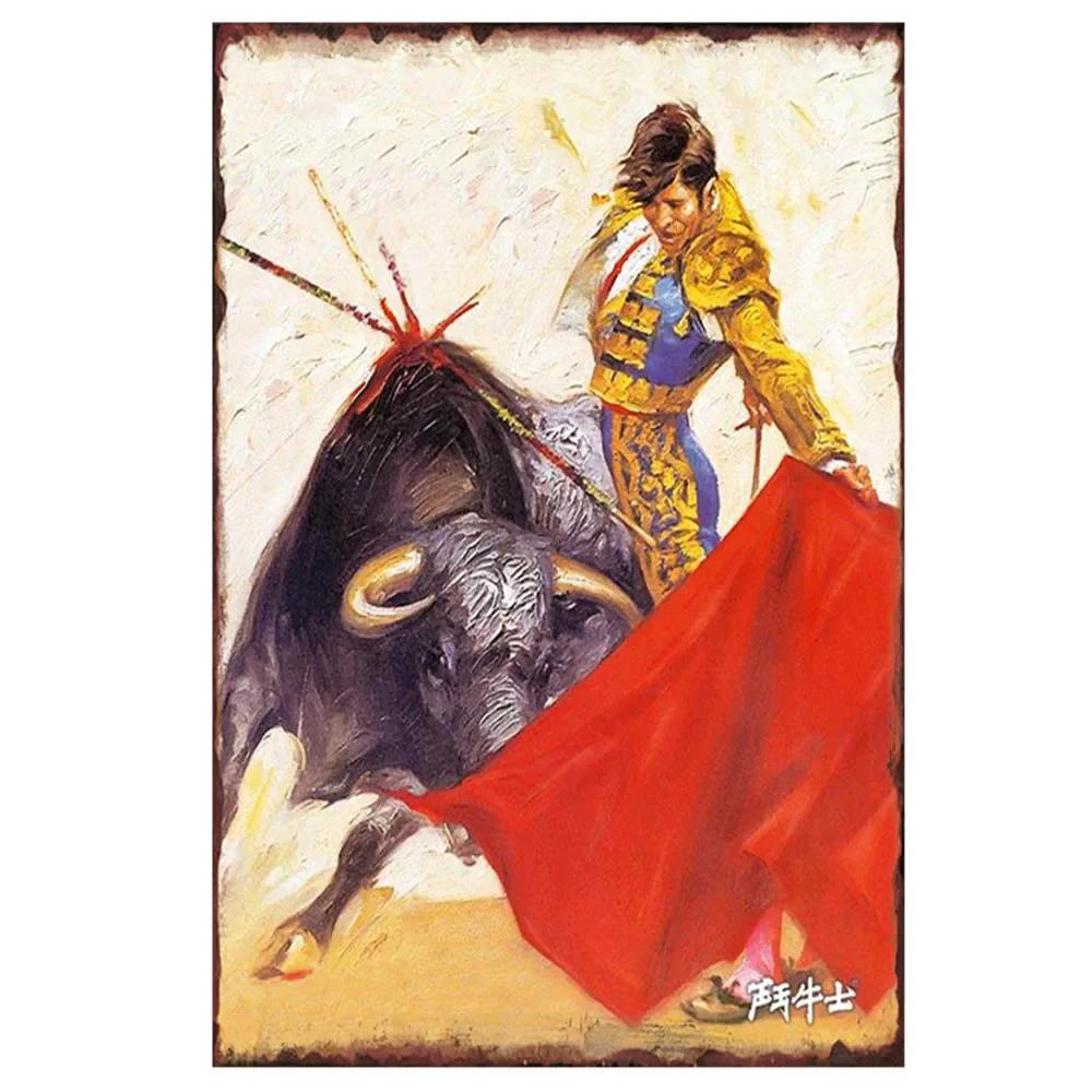 Spanish Bullfighter Poster Retro Metal Tin Signs Plate Passionate Girl Tinplate Plaque Pub Home Wall Decoration xcm