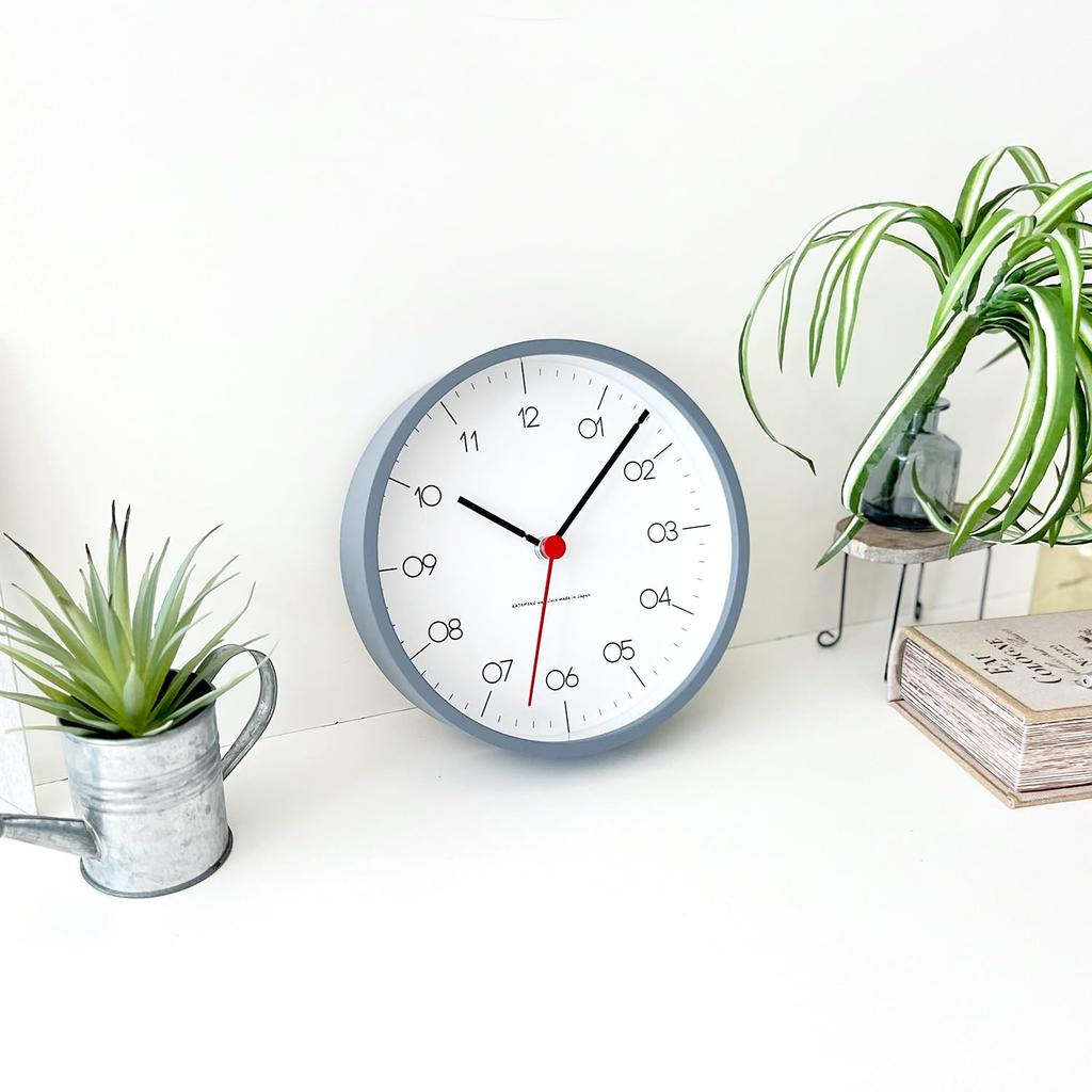 KATOMOKU Sperrholzuhr 24S Grau Wanduhr Schleichender Sekundenzeiger Durchmesser Quarz km-151GRS 20,2cm (SKP-Uhr)