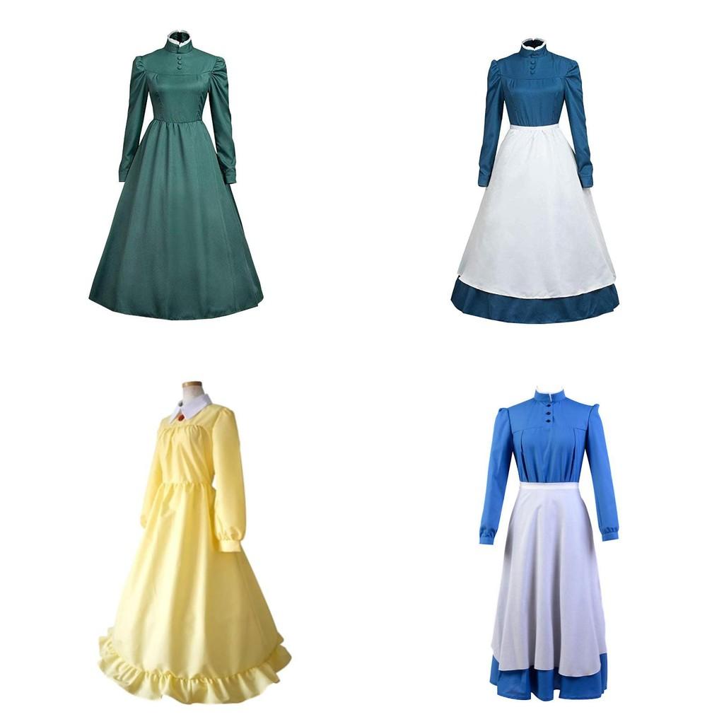 Il Castello Errante di Howl Sophie Magnifico Abito a Maniche Lunghe Costume Cosplay