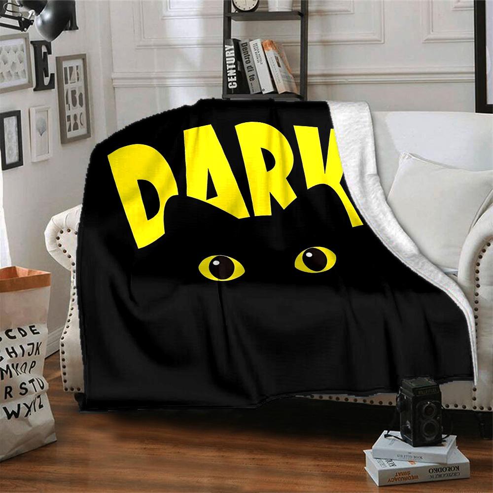 1pc DARK CAT Soft Flannel All Season Throw for Home, Office, Outdoor UseDurable Comfort Soft Warm Throw for Home