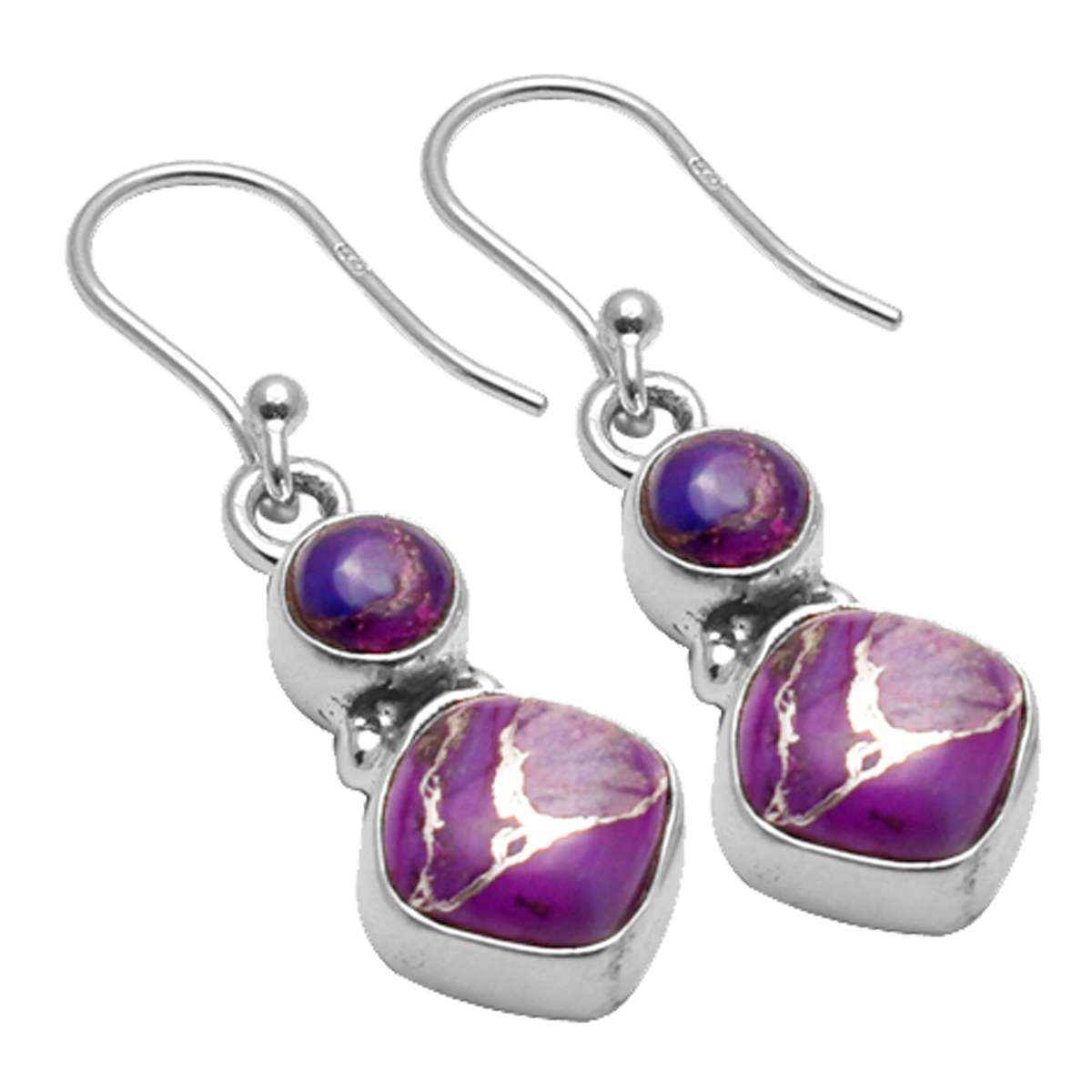 

Purple Turquoise Gemstone Earrings Solid 925 Sterling Silver Handmade Earrings Jewelry Gift For Women And Girls E-2753