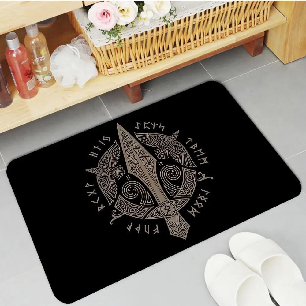 Tappetino con simbolo pattern vichingo stampato antiscivolo assorbente per pavimento di bagno corridoio decorazione camera da letto casa piccolo tappeto
