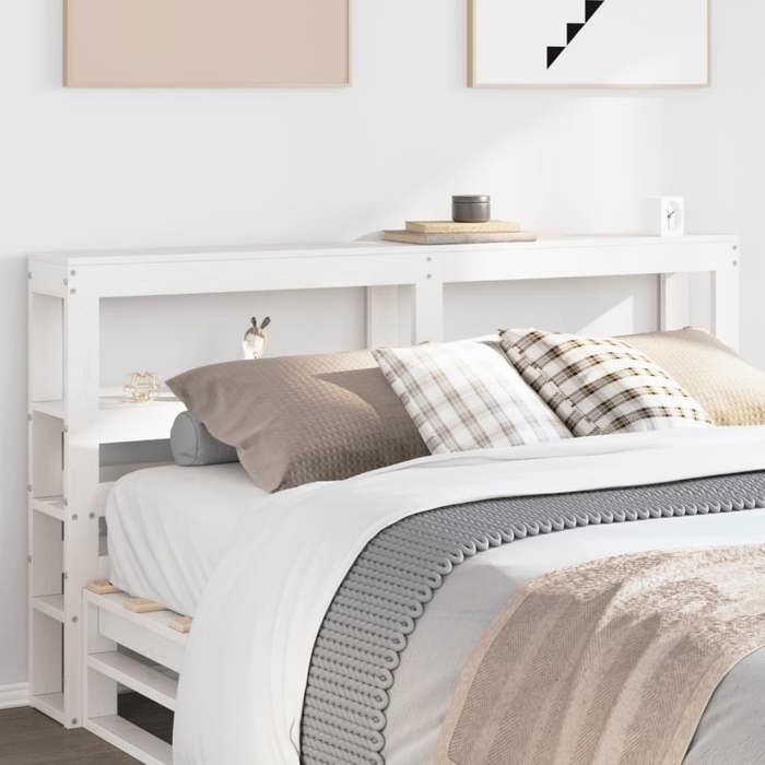 VidaXL Headboard with Shelves White 140 Cm Solid Pine Wood, Wooden Headboard, Headboard with Storage, Headboard 850885