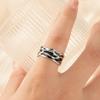 Couple Ring Thin Adjustable Open Band Stainless Steel Texture Minimalist Geometric Design Finger Ring Jewelry Gift